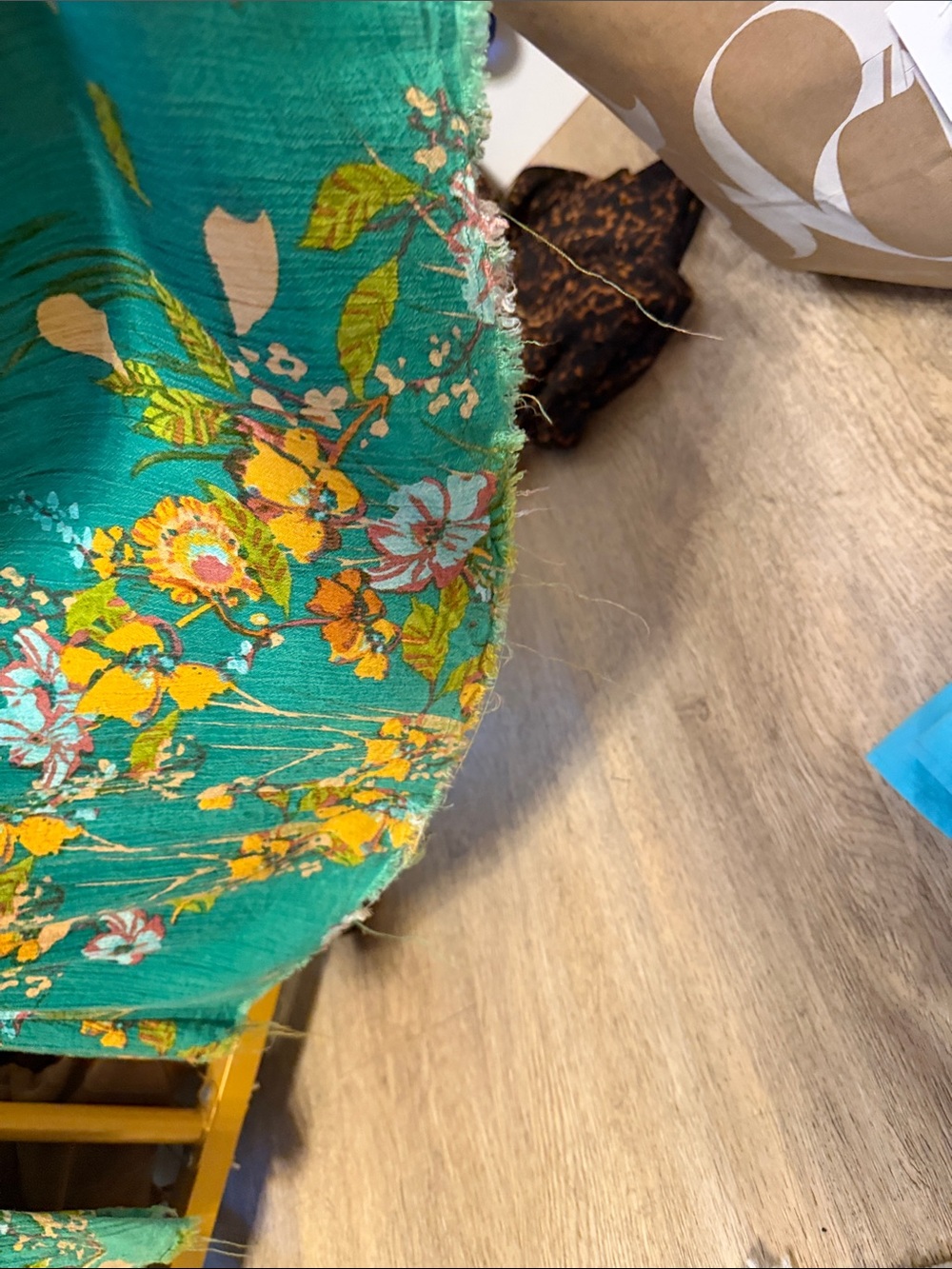 Free People Green Floral Wide-Leg Flowy Pant with Yellow Accents - Picture 7 of 7